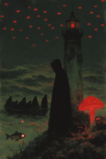 Luminous Cosmic Folklore style reference image — vintage lithograph style