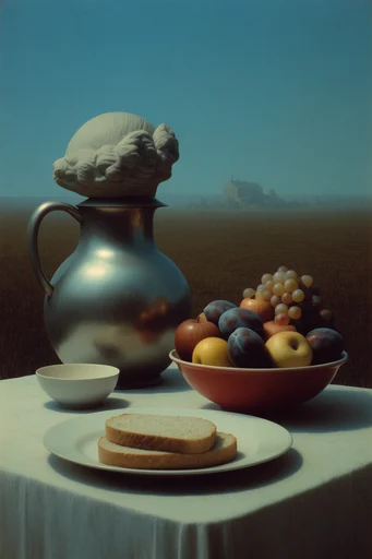 Surrealist Pastoral Dreamscape style reference image — sculptural fashion