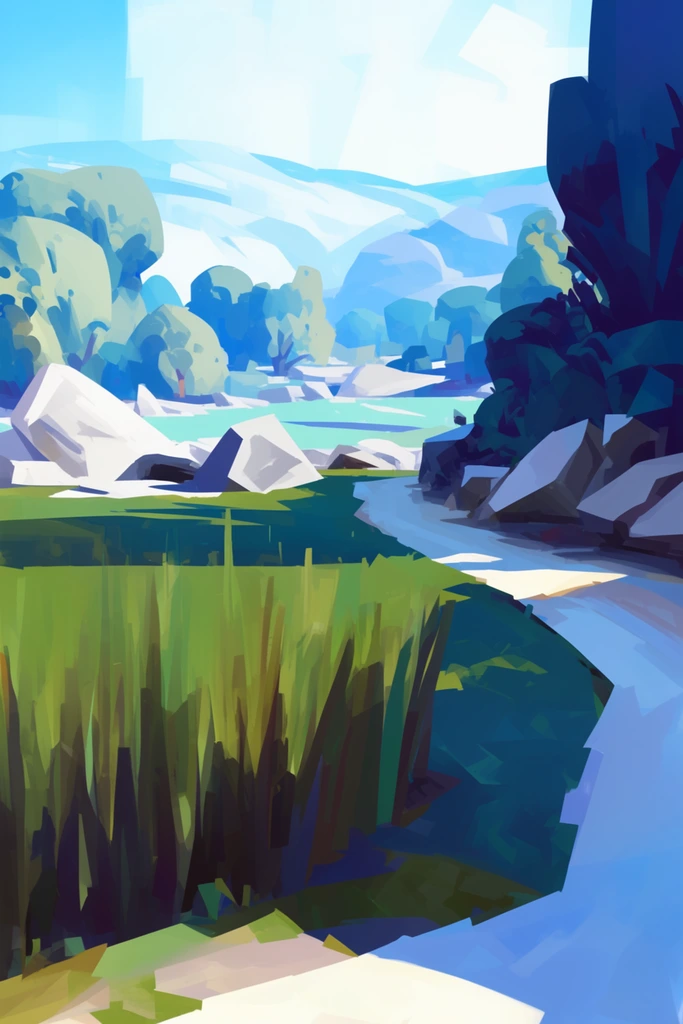 Geometric Adventure Landscapes style AI image example 2
