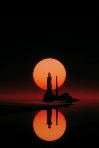 Crimson Solar Noir style reference image — high-contrast backlighting