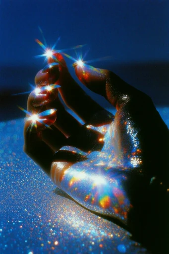 Prismatic Twilight Dreamscape style reference image — glittering texture