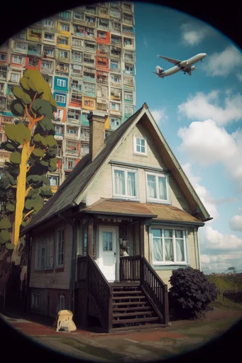 Vertiginous Brutalist Surrealism style AI image example 4
