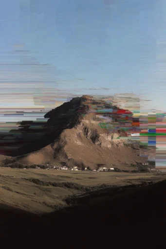 Synthetic Glitch Surrealism style reference image — VHS scanlines