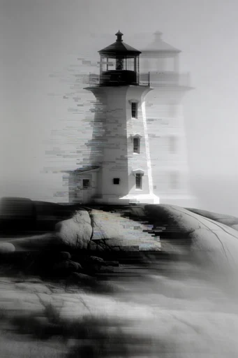 Disintegrated Monochrome Glitch style reference image — motion blur