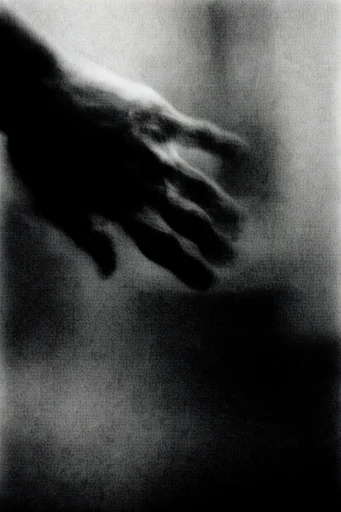Haunting Monochrome Pictorialism style reference image — heavy film grain