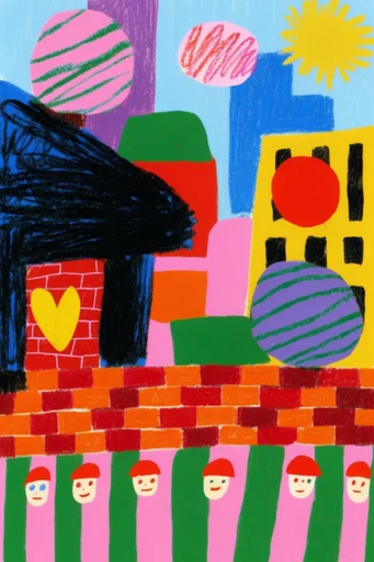 Vibrant Naive Collage style reference image — naive folk art