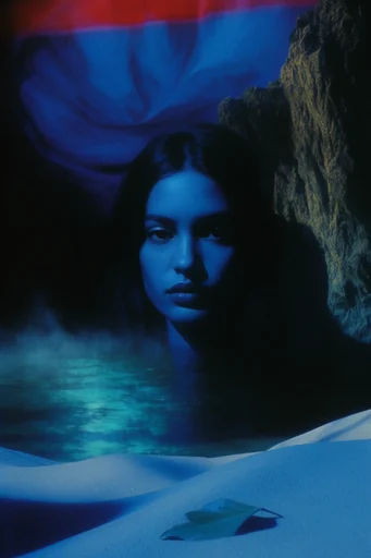 Nocturnal Emerald Noir style reference image — cobalt and emerald color palette