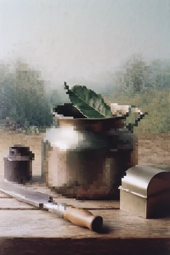 Surreal Digital Pastoral style reference image — pixel sorted landscape