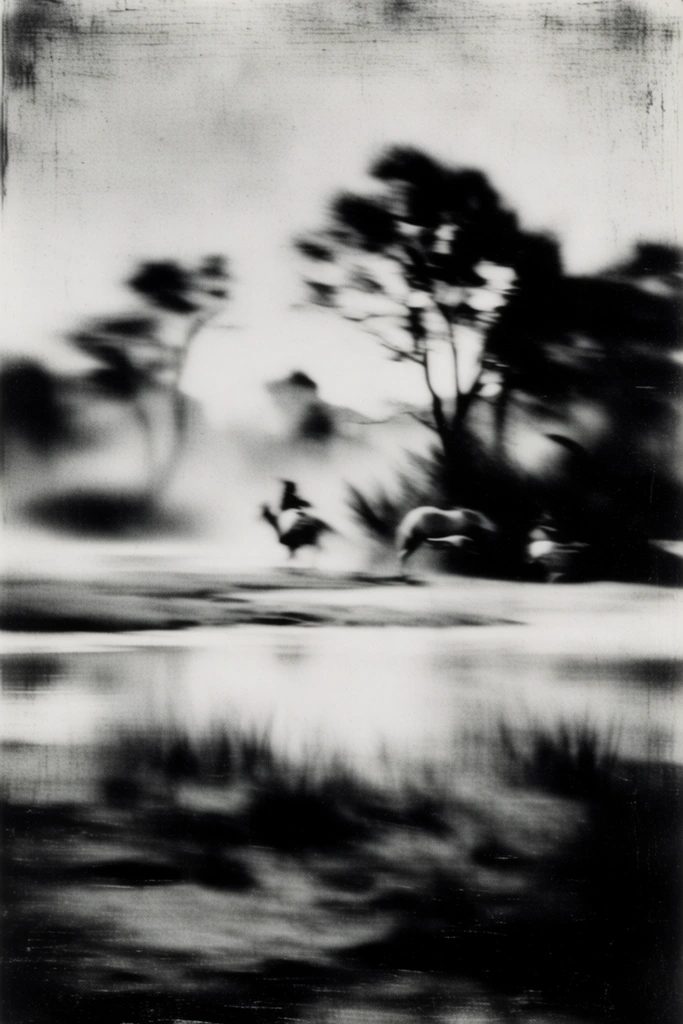 Ethereal Monochrome Noir style AI image example 2