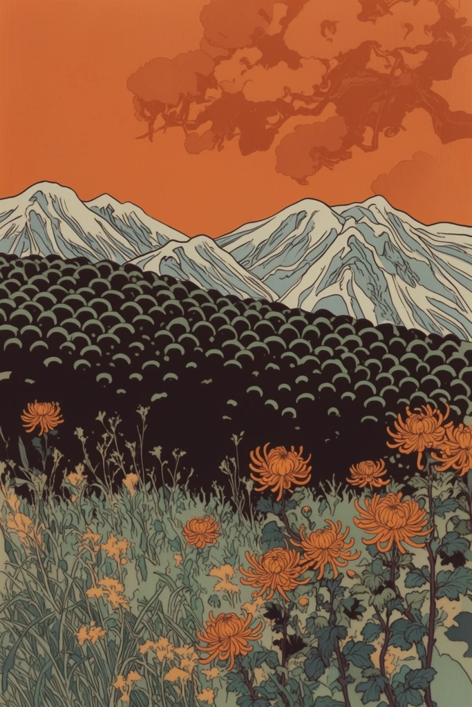 Modern Ukiyo-e Graphic style AI image example 2