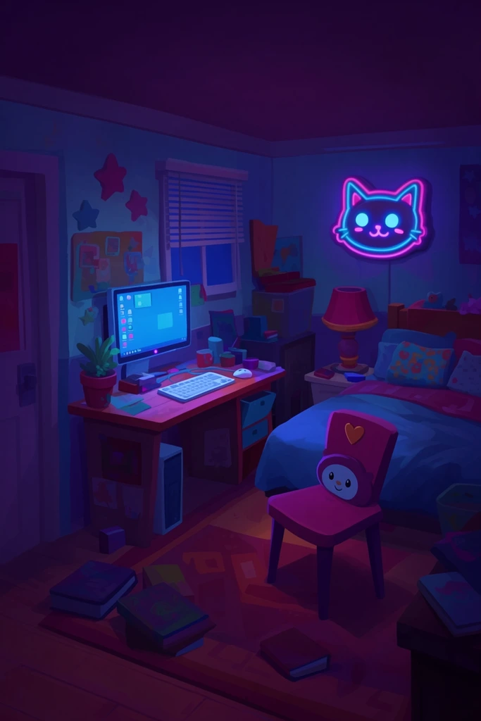 Neon Lofi Maximalism style AI image example 2