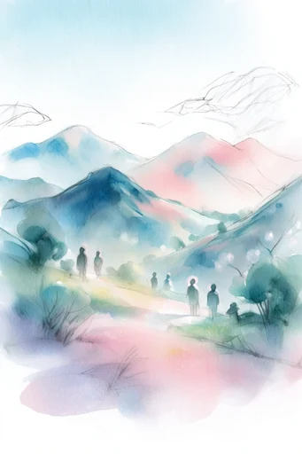 Ethereal Pastel Sketchbook style reference image — soft watercolor wash
