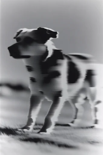 Monochrome Glitch Surrealism style reference image — datamoshing