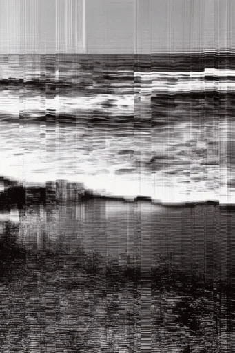 Monochrome Glitch Noir style reference image — pixel sorting