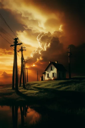Cinematic Amber Noir style AI image example 4