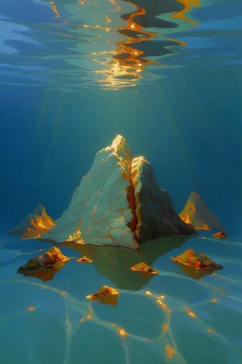 Luminous Submerged Dreamscape style reference image — underwater caustics