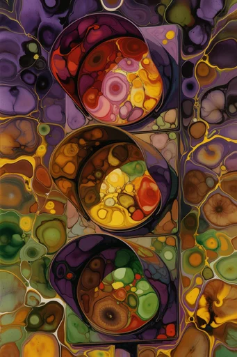 Organic Geological Surrealism style reference image — cellular fluid dynamics