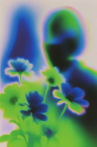 Spectral Kinetic Decay style reference image — acid green and electric blue palette