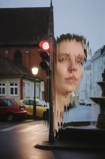 Surreal Fluid Deconstruction style reference image — digital glitch art
