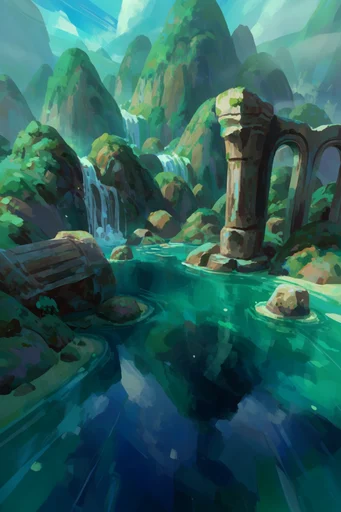 Luminous Emerald Chiaroscuro style reference image — dramatic vertical perspective
