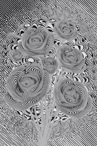 Monochrome Glitch Topography style reference image — optical illusion