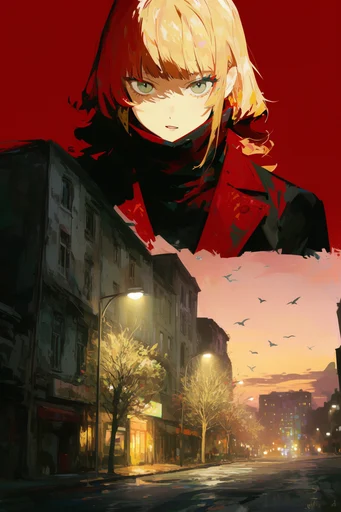Bold Crimson Anime Art style reference image — high-contrast anime portrait