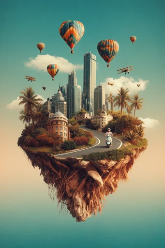 Ethereal Surrealist Dioramas style reference image — floating diorama