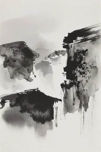 Minimalist Zen Ink style reference image — sumi-e ink wash