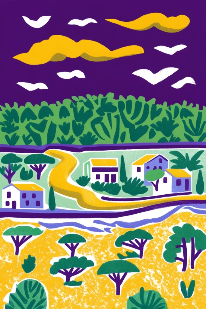 Vibrant Risograph Minimalism style AI image example 2