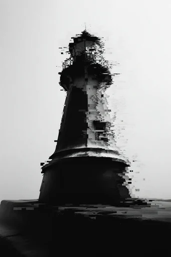 Monochrome Glitch Brutalism style reference image — stark minimalist studio portraiture