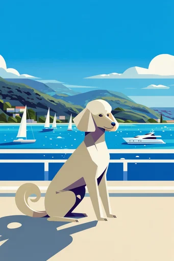 Mid-Century Vector Travelogue style reference image — scenic coastal aesthetic