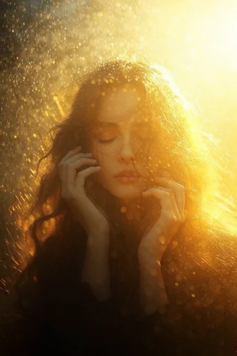Ethereal Amber Radiance style reference image — dreamlike bokeh haze
