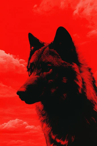 Graphic Crimson Minimalism style reference image — saturated crimson palette