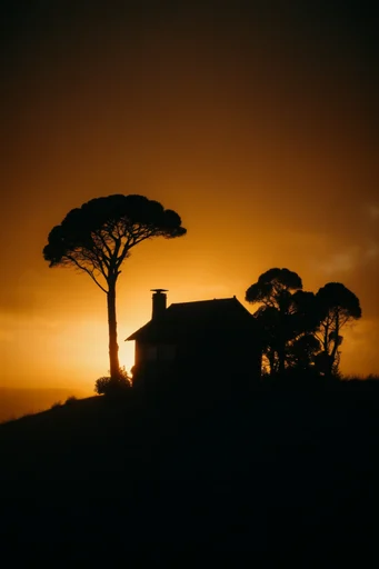 Luminous Amber Silhouette style reference image — atmospheric haze