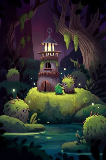 Whimsical Folklore Illustration style reference image — magical glow