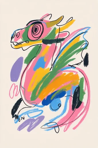 Expressive Folk Scribble style reference image — naive marker doodles