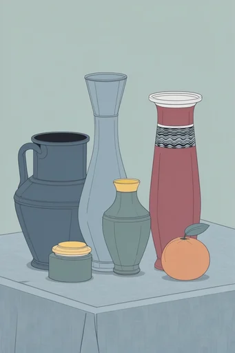 Minimalist Ligne Claire style reference image — flat color fills