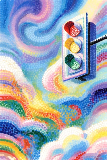Luminous Chromatic Pointillism style reference image — shimmering mosaic brushwork
