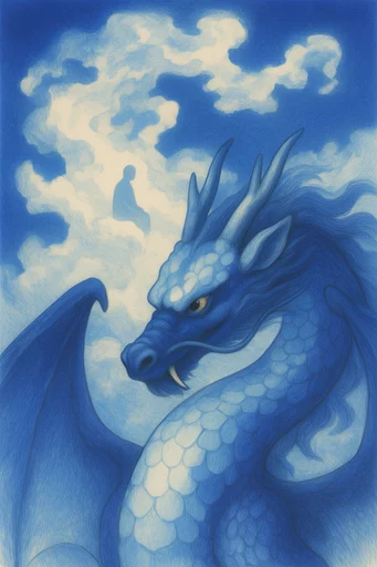 Oneiric Ink Surrealism style reference image — indigo and amber palette