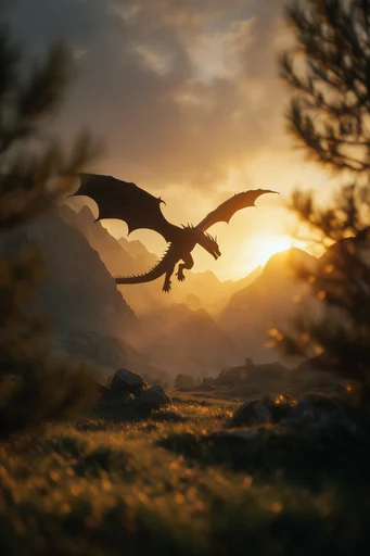 Cinematic Mythic Inferno style reference image — volumetric rays