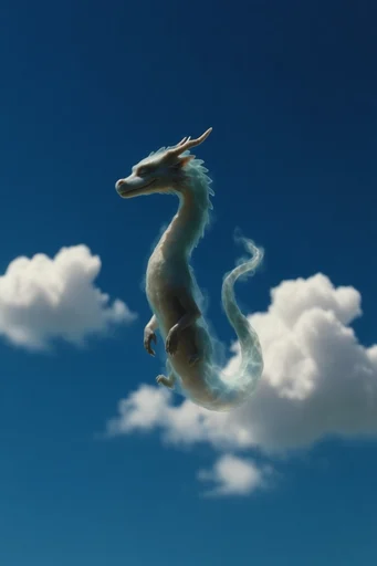 Minimalist Ethereal Surrealism style reference image — fluffy cumulus clouds