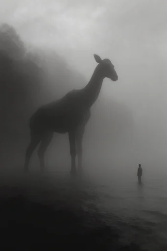Monochrome Surrealist Solitude style AI image example 3