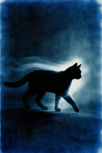 Ethereal Nocturnal Motion style reference image — cyanotype texture