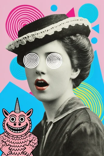 Psychedelic Neoclassical Pop style reference image — bold black outlines
