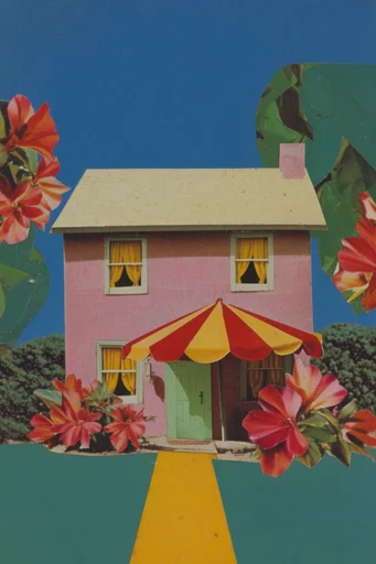 Retro Surrealist Collage style AI image example 4