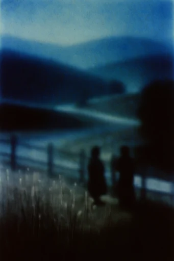 Ethereal Nocturnal Blur style reference image — heavy analog film grain