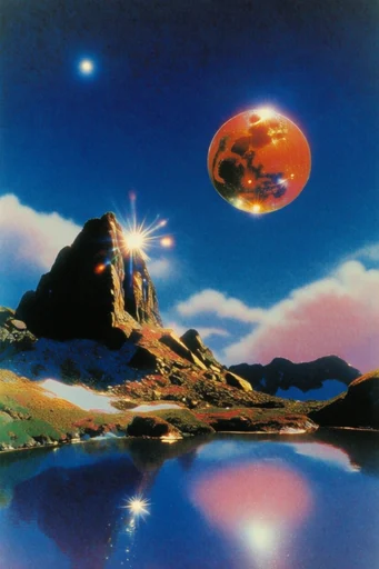 Luminous Retro Surrealism style reference image — 1980s airbrush aesthetic
