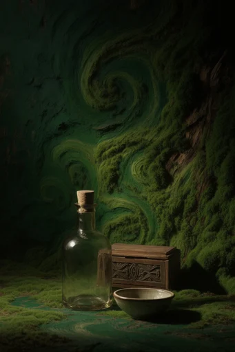 Surreal Botanical Synthesis style reference image — verdant forest palette