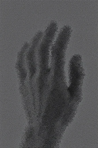 Gritty Monochromatic Noir style reference image — pointillist stippling texture