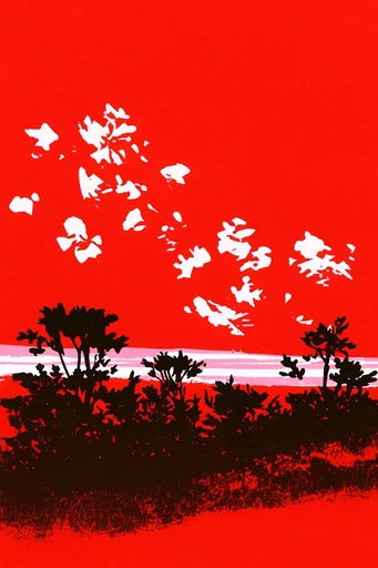 Crimson Noir Graphic style reference image — distressed ink grain